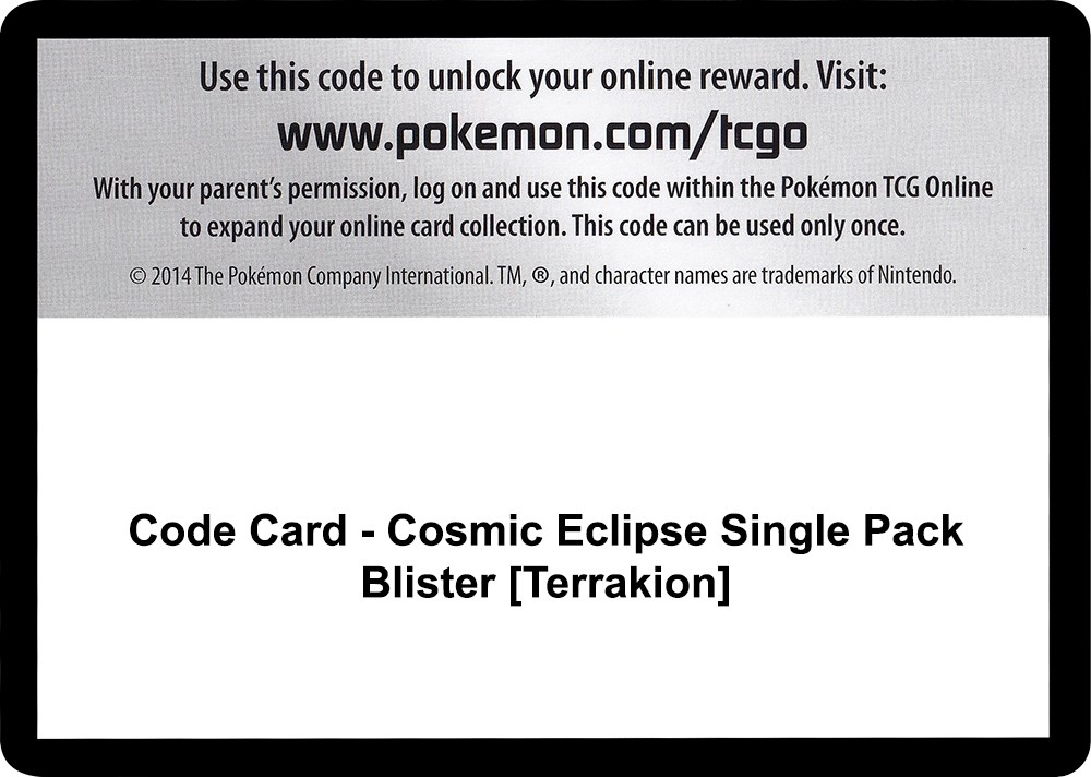 Code Card - Cosmic Eclipse Single Pack Blister [Terrakion]