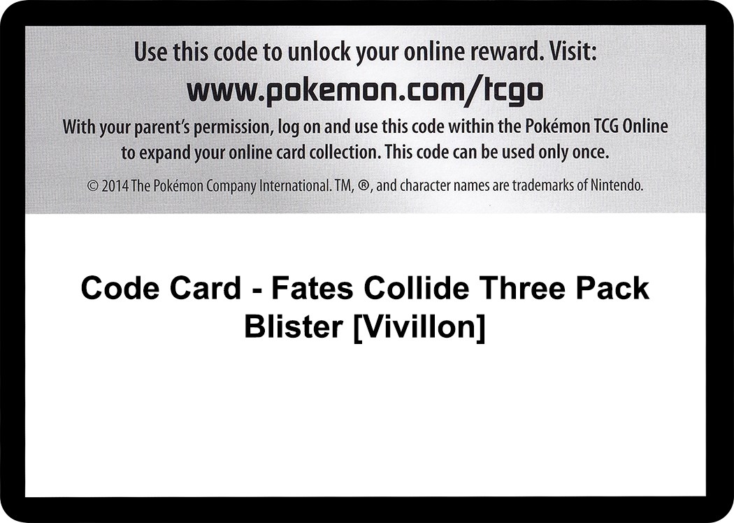 Code Card - Fates Collide Three Pack Blister [Vivillon]
