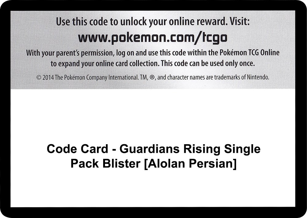 Code Card - Guardians Rising Single Pack Blister [Alolan Persian]