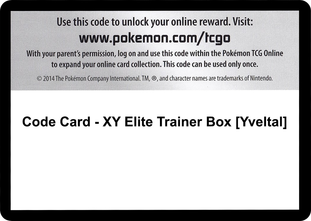 Code Card - XY Elite Trainer Box [Yveltal]
