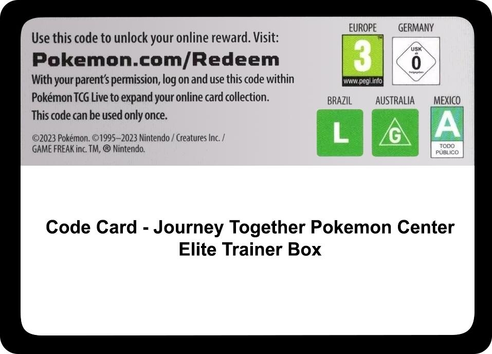 Code Card - Journey Together Pokemon Center Elite Trainer Box