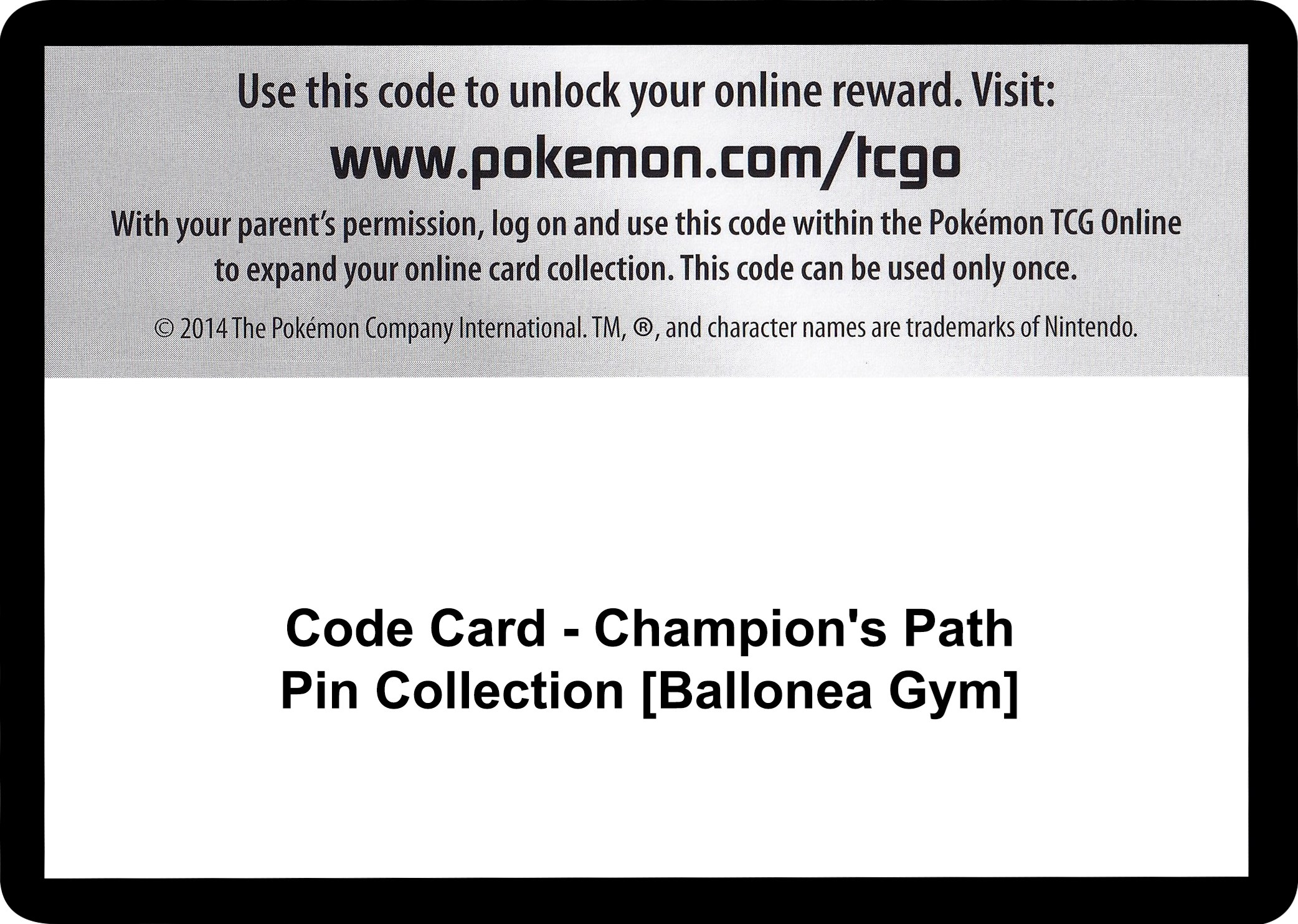 Code Card - Champion's Path Pin Collection [Ballonea Gym]