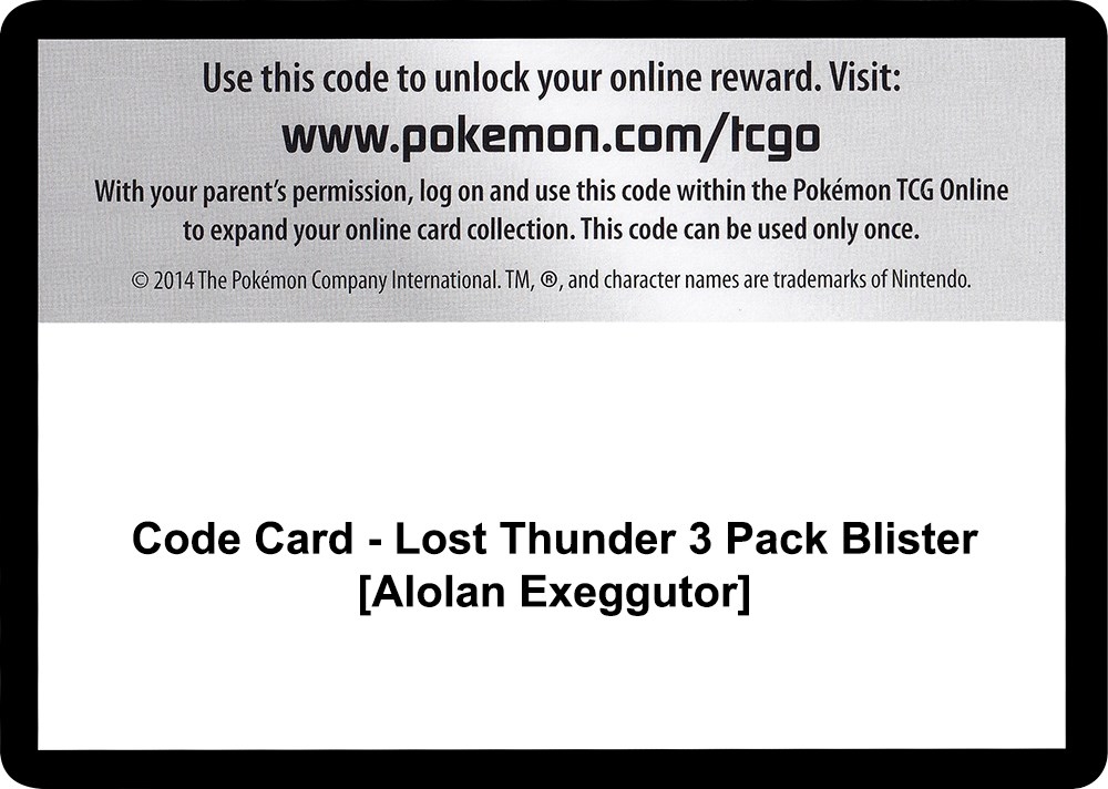Code Card - Lost Thunder 3 Pack Blister [Alolan Exeggutor]