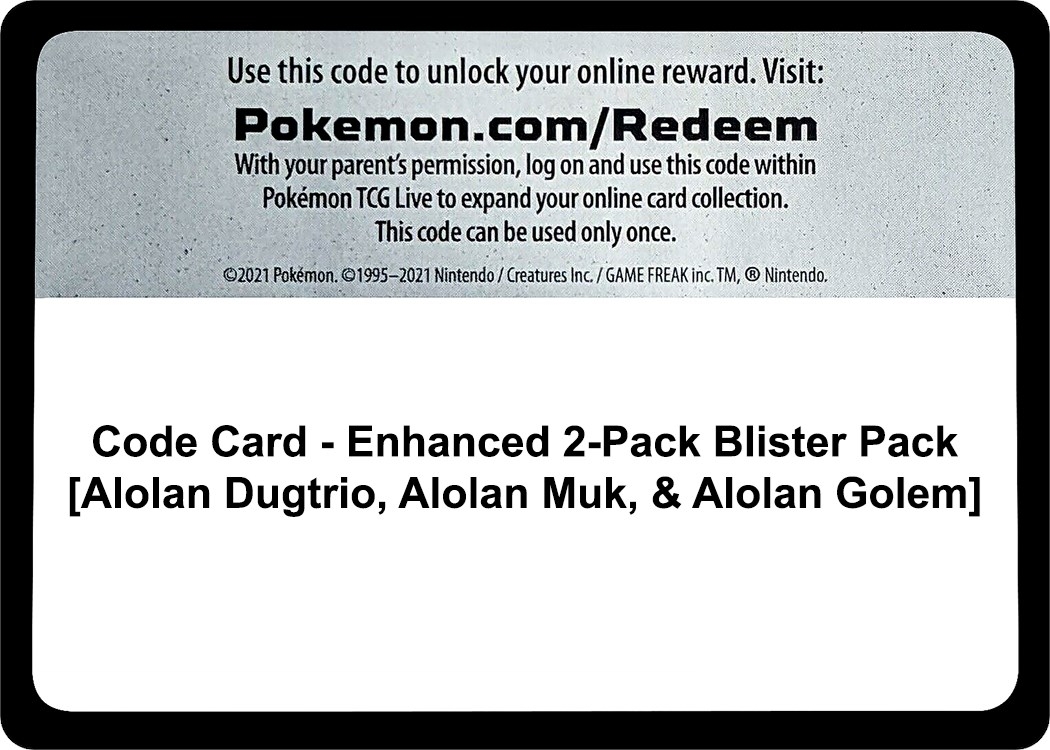 Code Card - Enhanced 2-Pack Blister Pack [Alolan Dugtrio, Alolan Muk, & Alolan Golem]