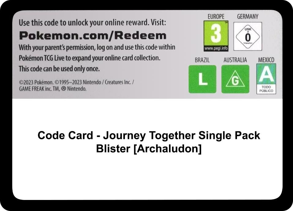 Code Card - Journey Together Single Pack Blister [Archaludon]