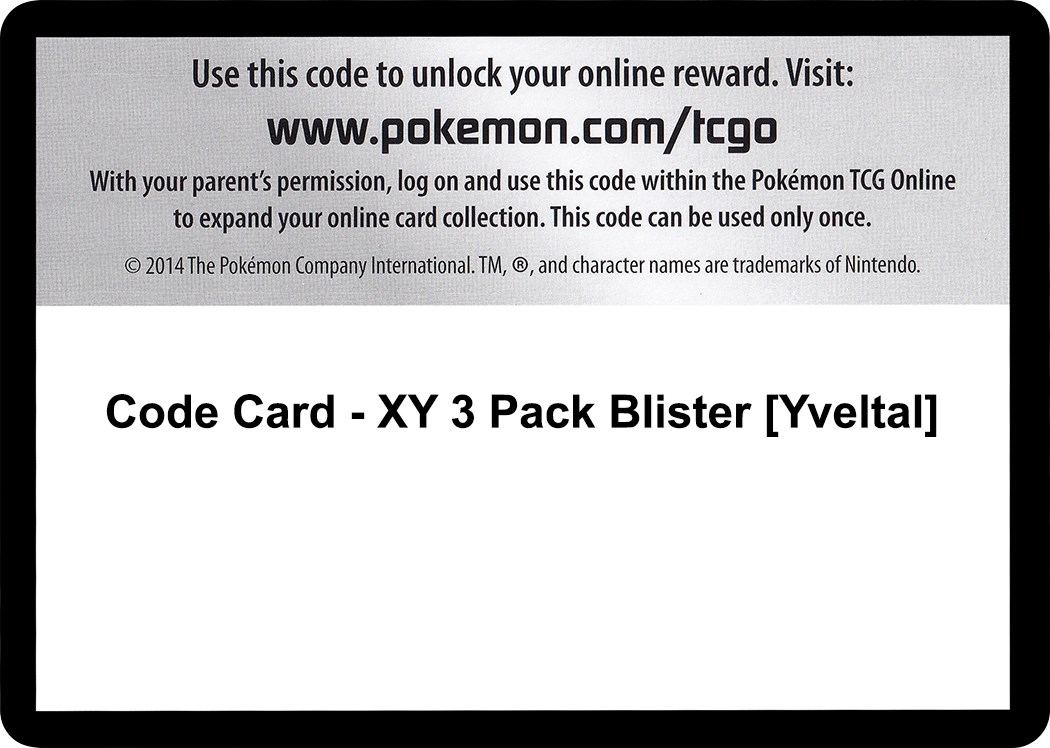 Code Card - XY 3 Pack Blister [Yveltal]