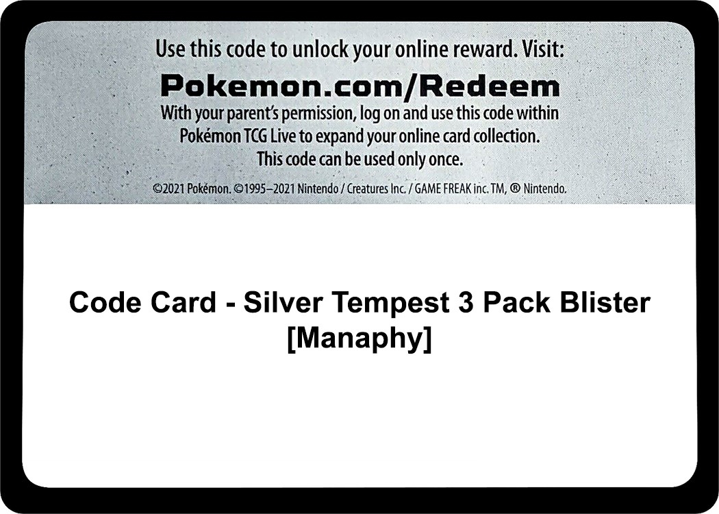 Code Card - Silver Tempest 3 Pack Blister [Manaphy]