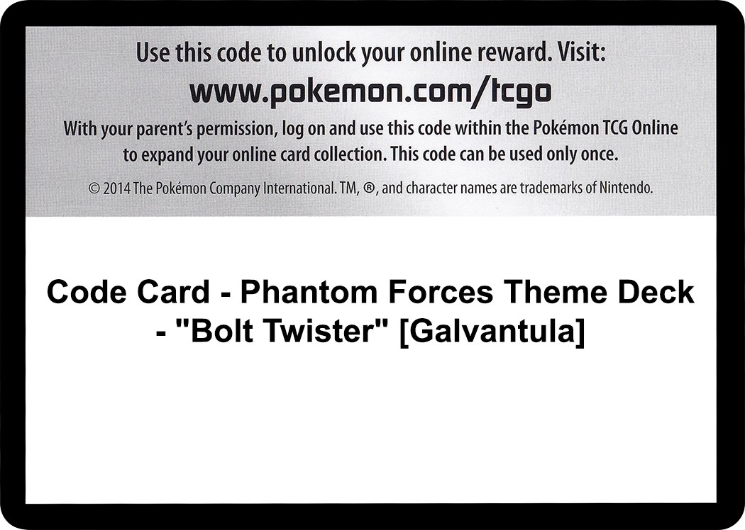 Code Card - Phantom Forces Theme Deck - "Bolt Twister" [Galvantula]