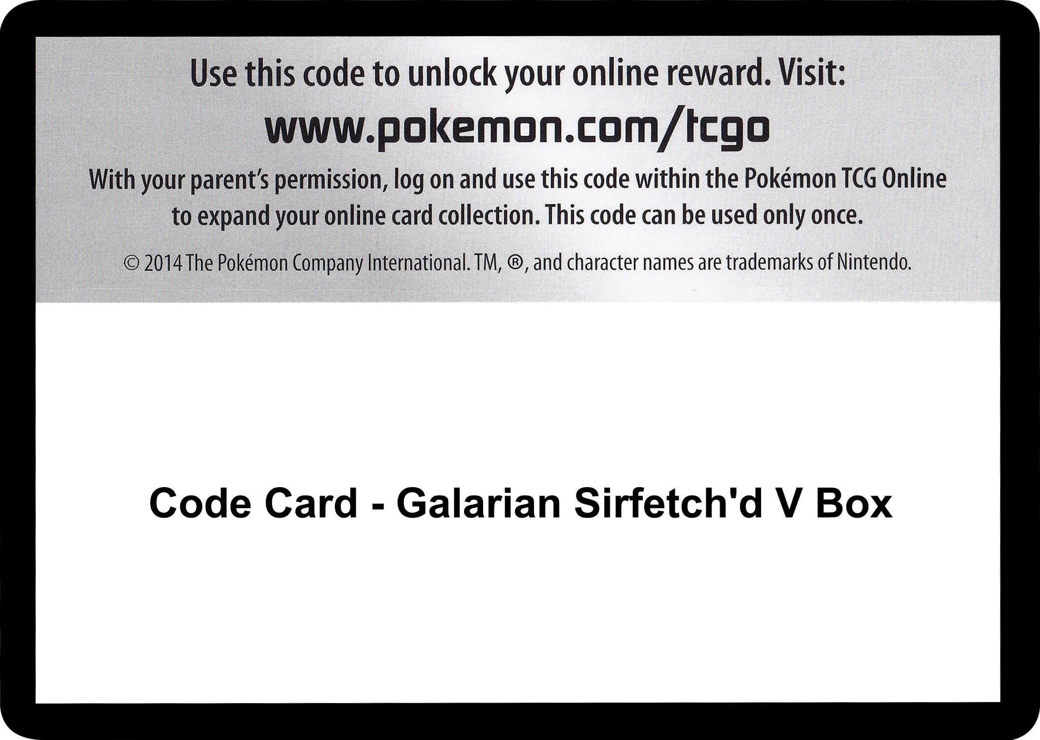 Code Card - Galarian Sirfetch'd V Box