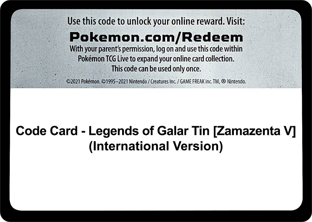 Code Card - Legends of Galar Tin [Zamazenta V] (International Version)