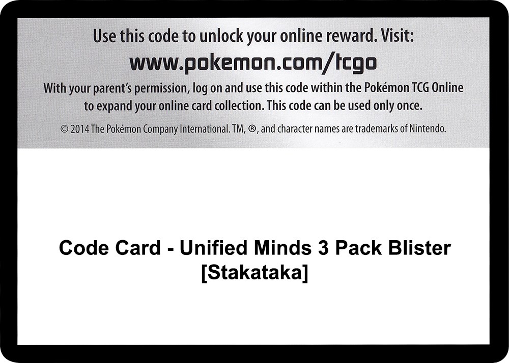 Code Card - Unified Minds 3 Pack Blister [Stakataka]