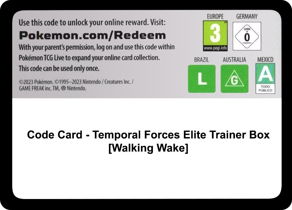 Code Card - Temporal Forces Pokemon Center Elite Trainer Box (Exclusive) [Walking Wake]