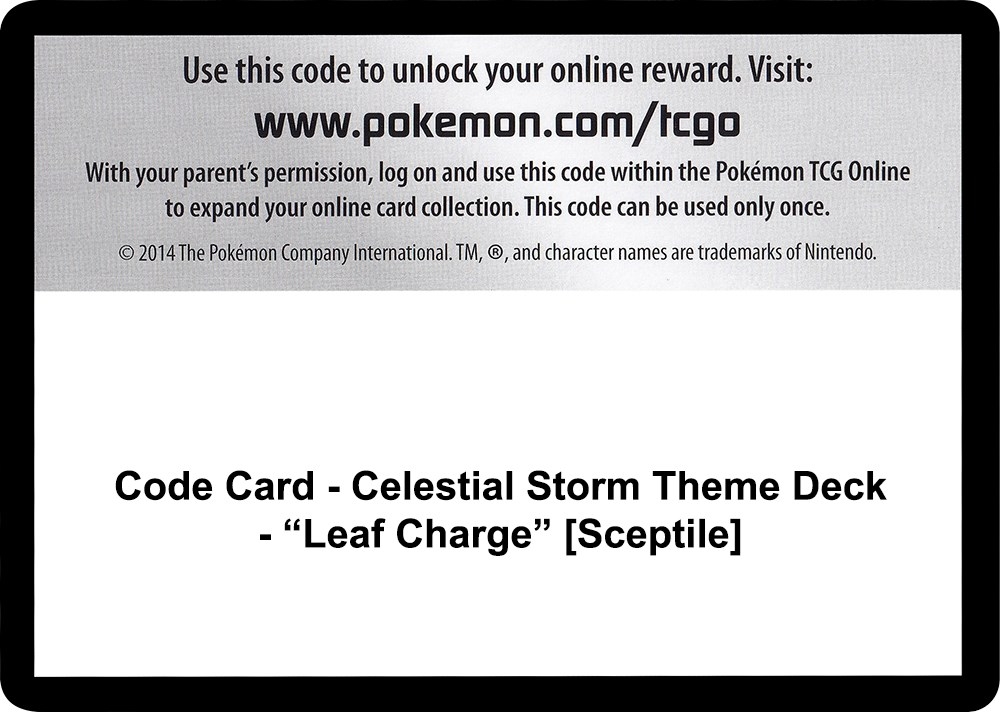 Code Card - Celestial Storm Theme Deck - "Leaf Charge" [Sceptile]