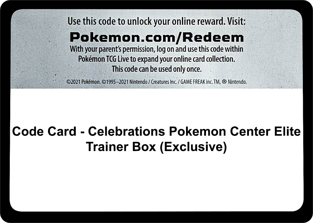 Code Card - Celebrations Pokemon Center Elite Trainer Box (Exclusive)