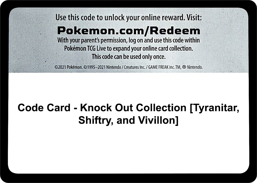 Code Card - Knock Out Collection [Tyranitar, Shiftry, and Vivillon]