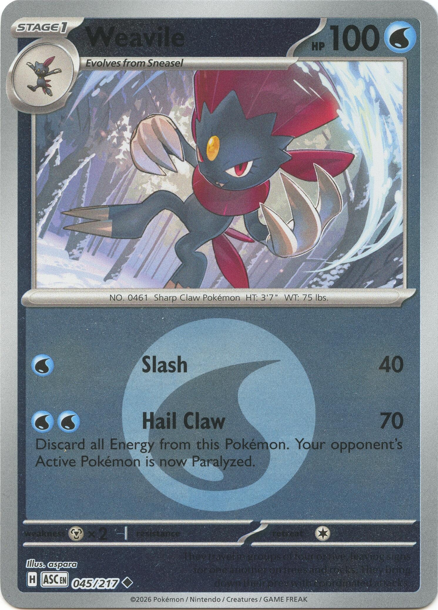 Weavile - 045/217 (Energy Symbol Pattern)