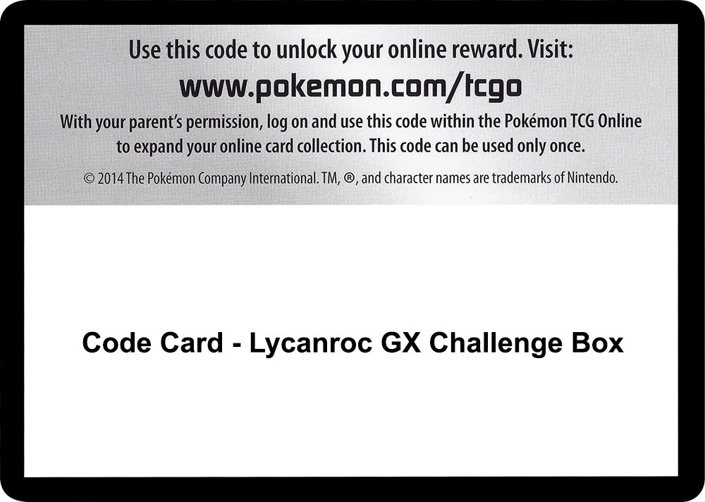 Code Card - Lycanroc GX Challenge Box