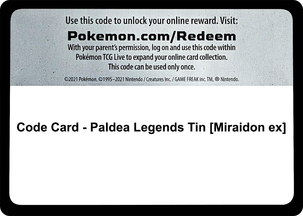 Code Card - Paldea Legends Tin [Miraidon ex]