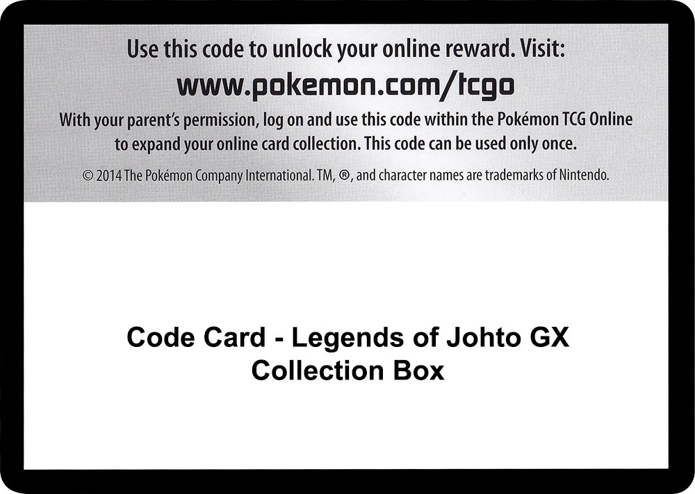 Code Card - Legends of Johto GX Collection Box