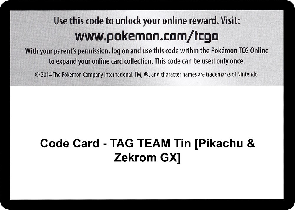 Code Card - TAG TEAM Tin [Pikachu & Zekrom GX]