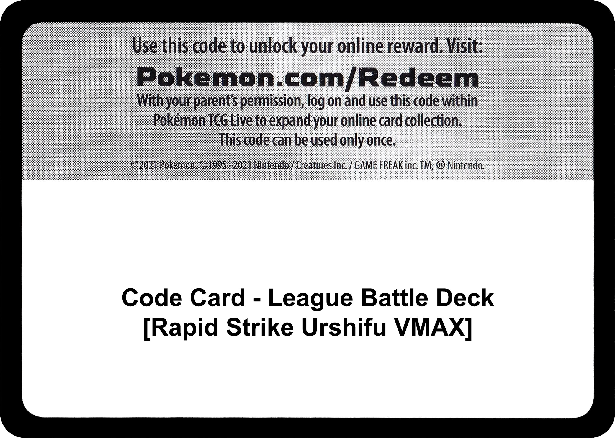 Code Card - League Battle Deck [Rapid Strike Urshifu VMAX]