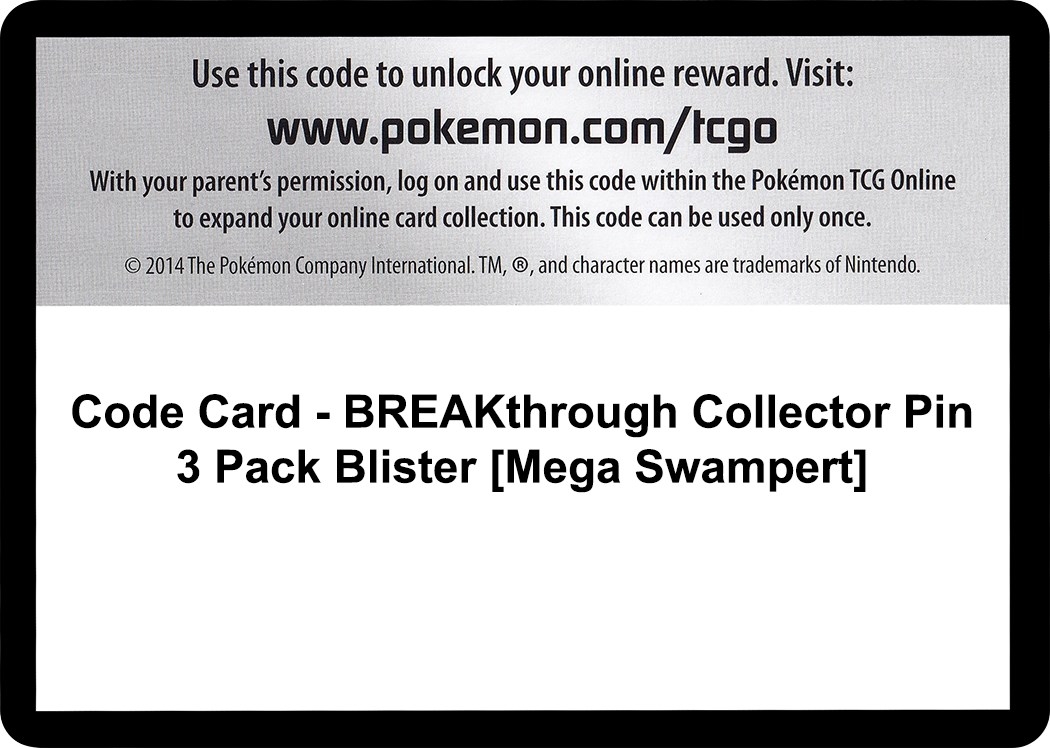 Code Card - BREAKthrough Collector Pin 3 Pack Blister [Mega Swampert]