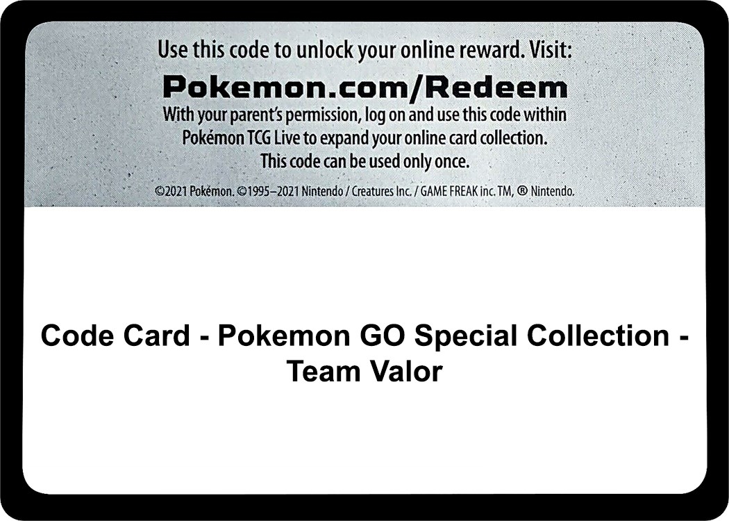 Code Card - Pokemon GO Special Collection - Team Valor