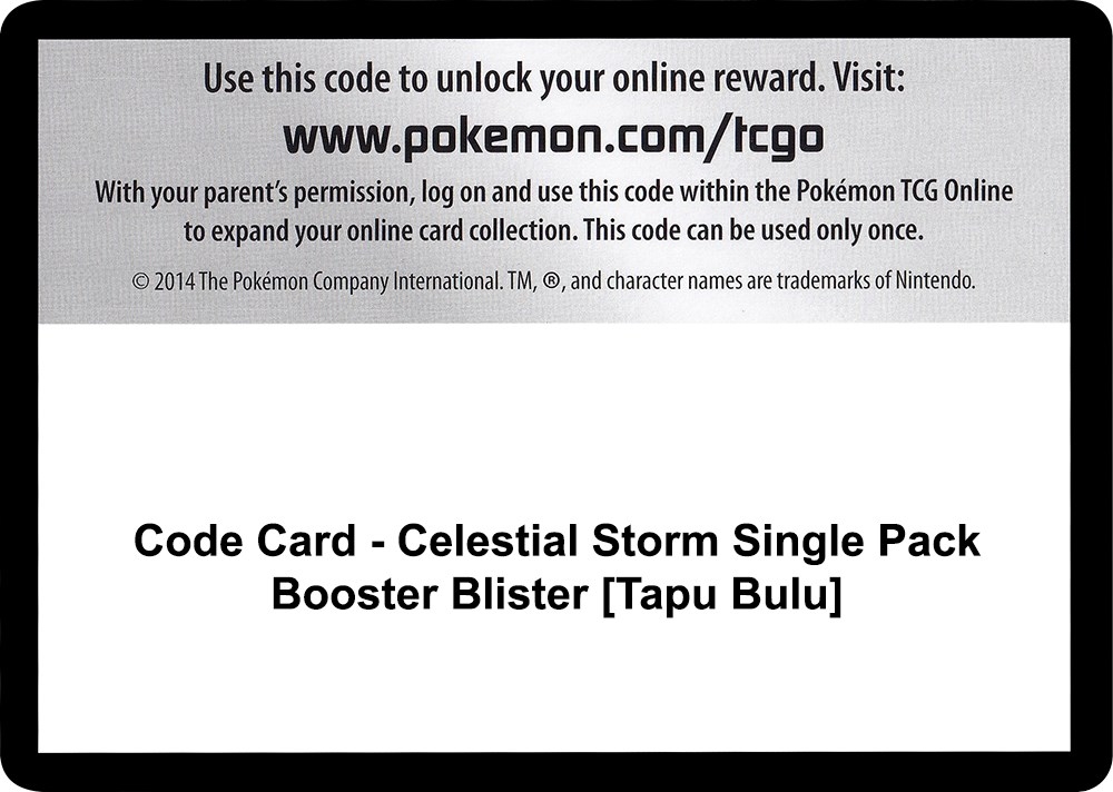 Code Card - Celestial Storm Single Pack Booster Blister [Tapu Bulu]