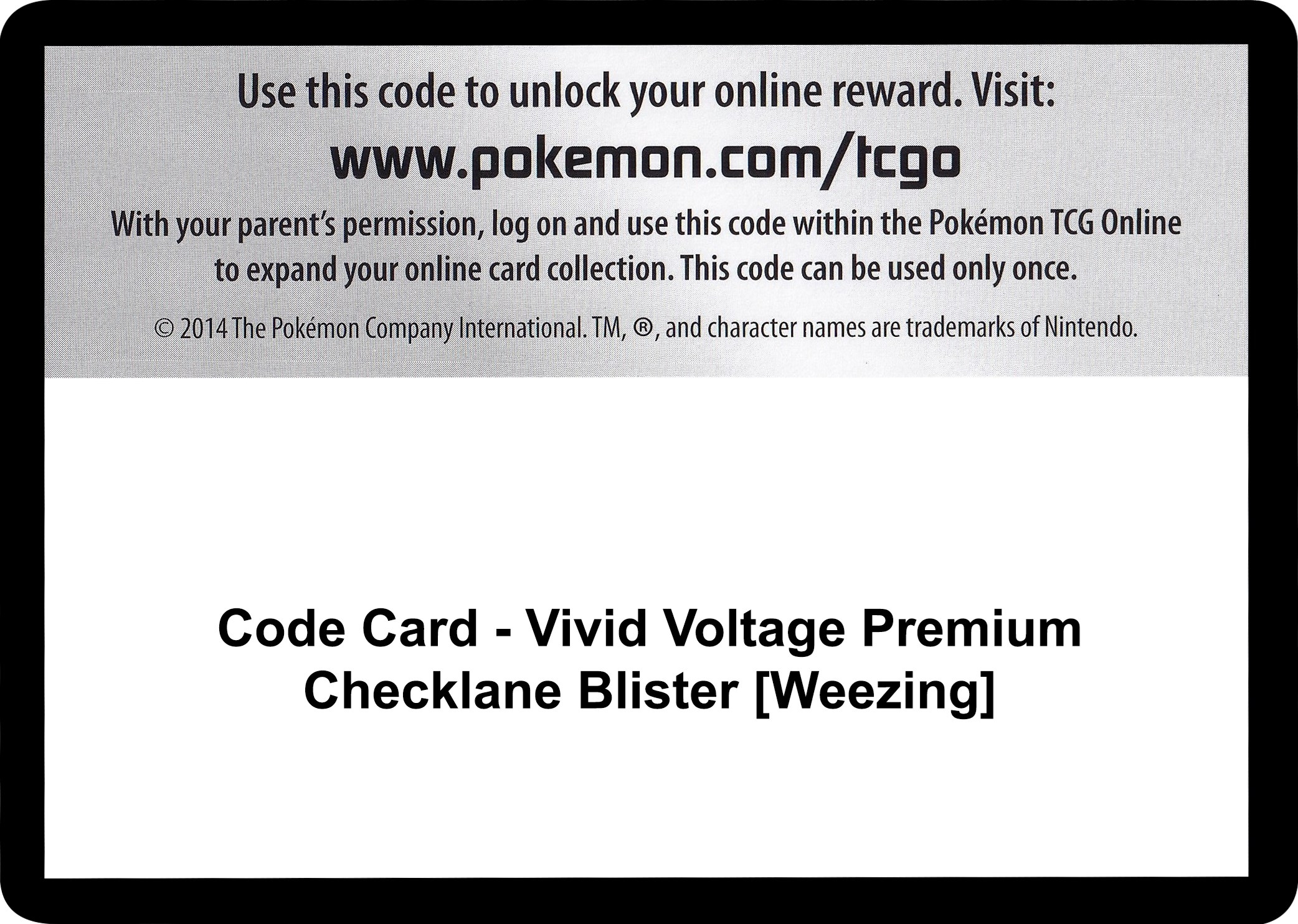 Code Card - Vivid Voltage Premium Checklane Blister [Weezing]