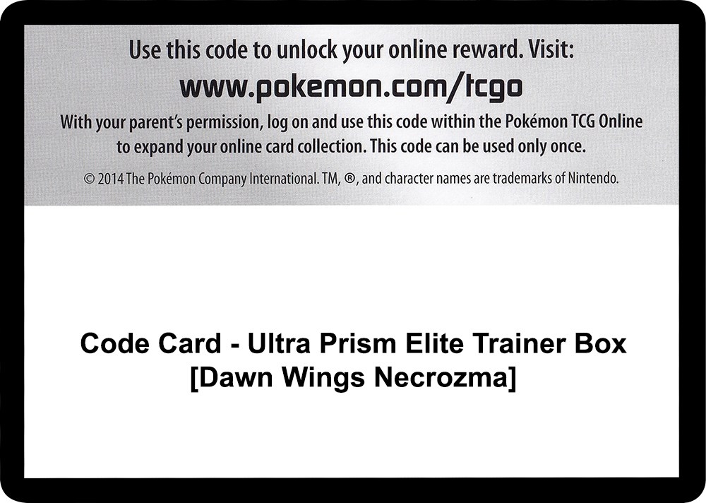 Code Card - Ultra Prism Elite Trainer Box [Dawn Wings Necrozma]