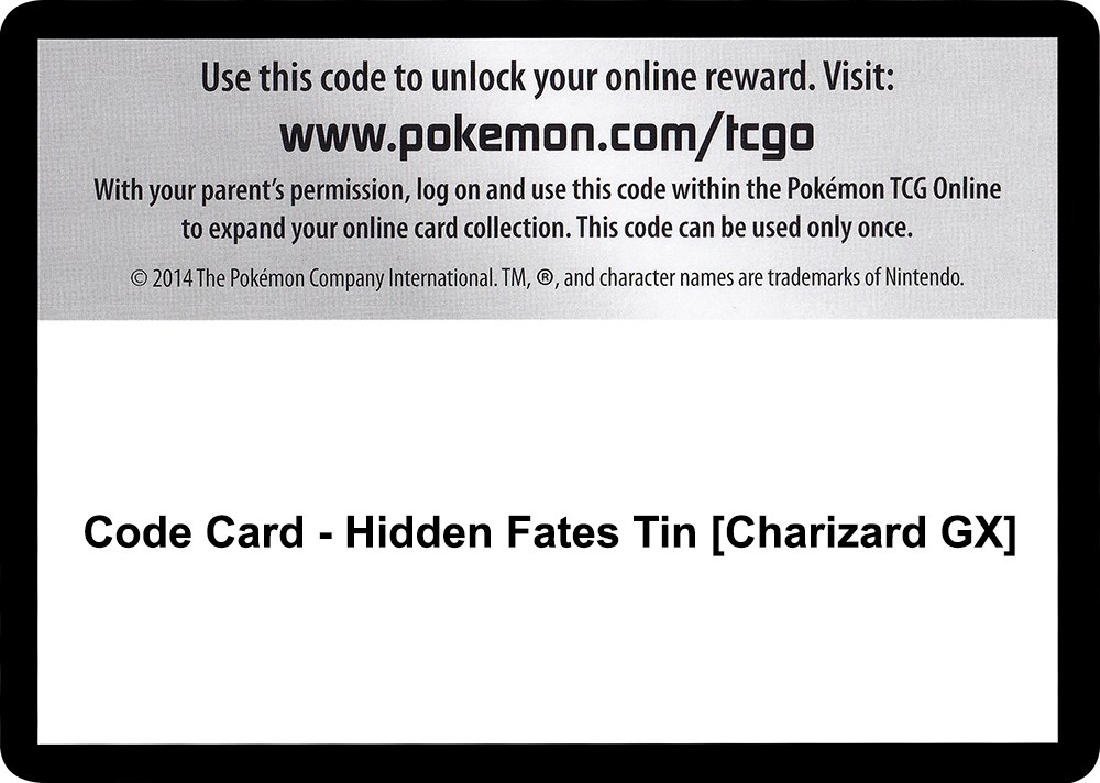 Code Card - Hidden Fates Tin [Charizard GX]