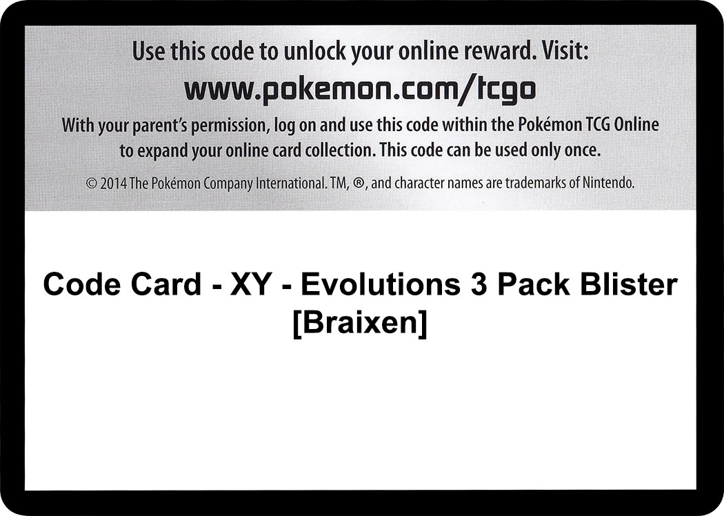 Code Card - XY - Evolutions 3 Pack Blister [Braixen]