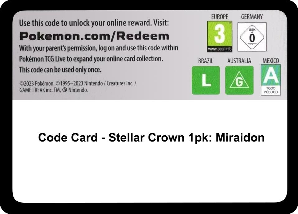 Code Card - Stellar Crown Premium Checklane Blister [Miraidon]