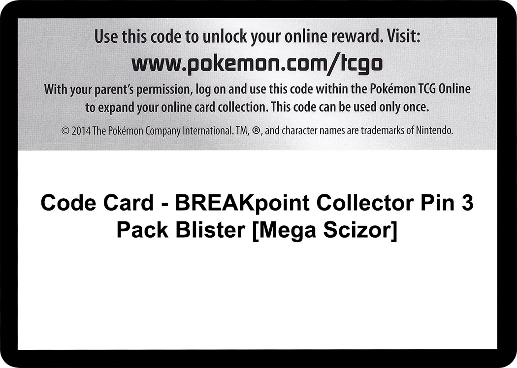 Code Card - BREAKpoint Collector Pin 3 Pack Blister [Mega Scizor]