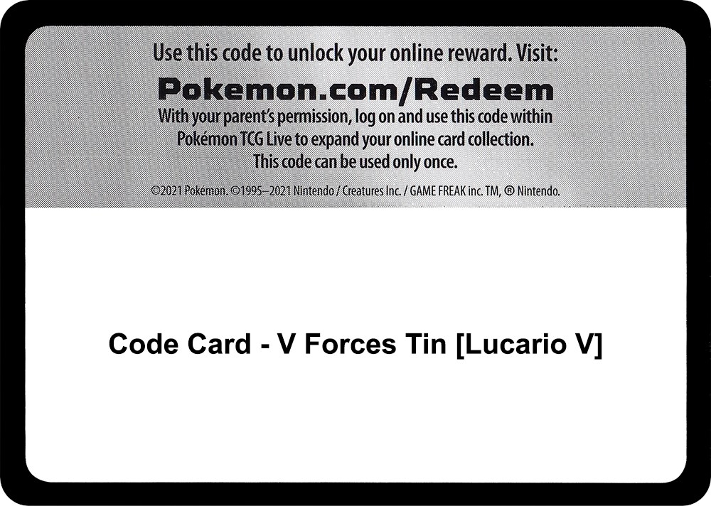 Code Card - V Forces Tin [Lucario V]