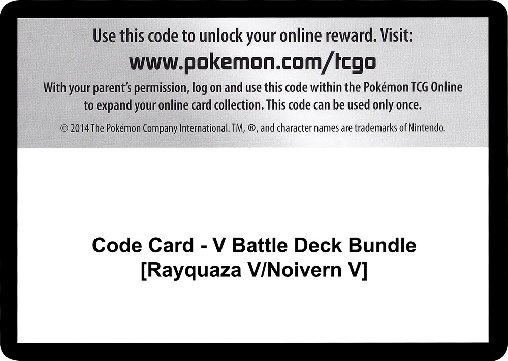 Code Card - V Battle Deck Bundle [Rayquaza V/Noivern V]