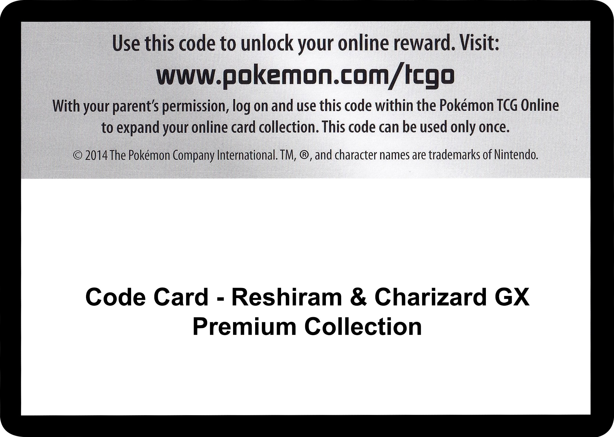 Code Card - Reshiram & Charizard GX Premium Collection