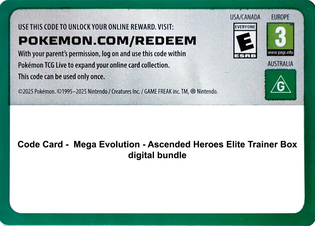 Code Card - Ascended Heroes Elite Trainer Box digital bundle