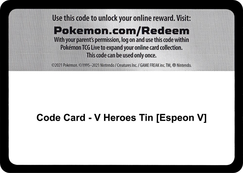 Code Card - V Heroes Tin [Espeon V]