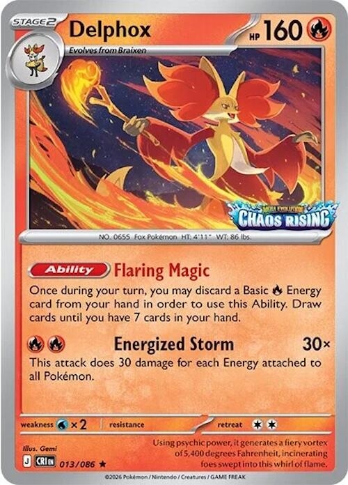 Delphox - 013/086 (Chaos Rising Stamped)