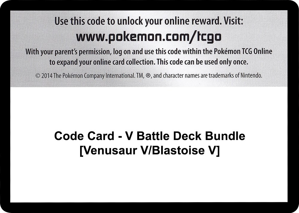 Code Card - V Battle Deck Bundle [Venusaur V/Blastoise V]