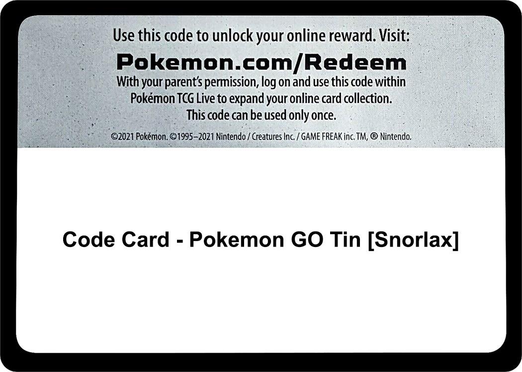 Code Card - Pokemon GO Tin [Snorlax]