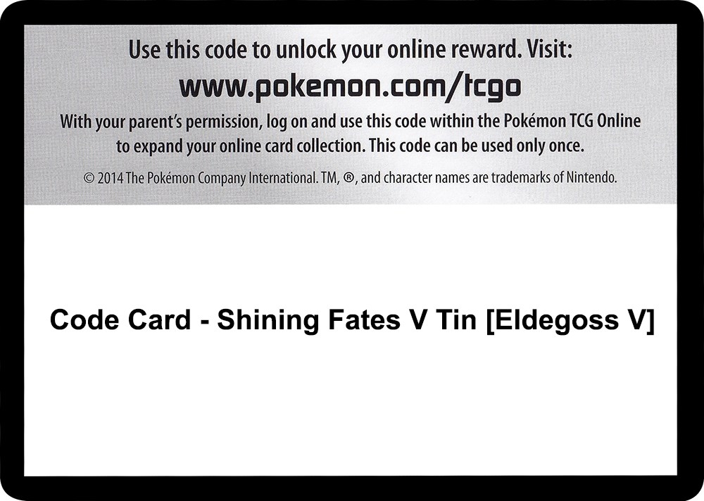Code Card - Shining Fates V Tin [Eldegoss V]