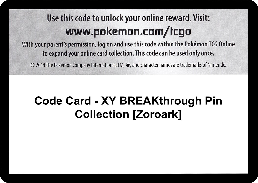 Code Card - XY BREAKthrough Pin Collection [Zoroark]