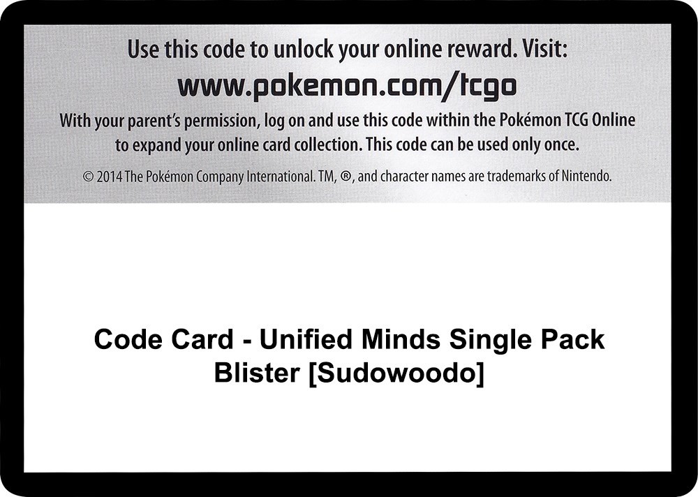 Code Card - Unified Minds Single Pack Blister [Sudowoodo]