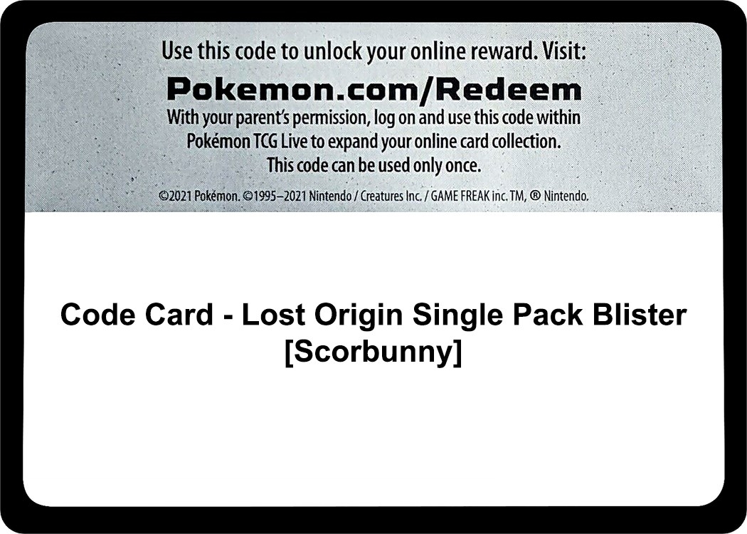 Code Card - Lost Origin Single Pack Blister [Scorbunny]