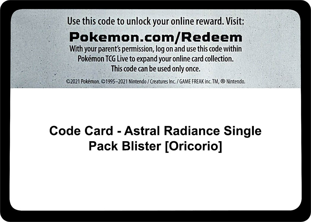 Code Card - SWSH10: Astral Radiance Single Pack Blister [Oricorio]