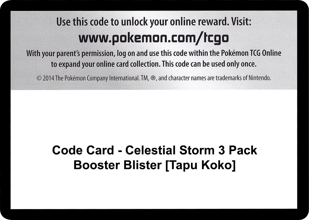 Code Card - Celestial Storm 3 Pack Booster Blister [Tapu Koko]